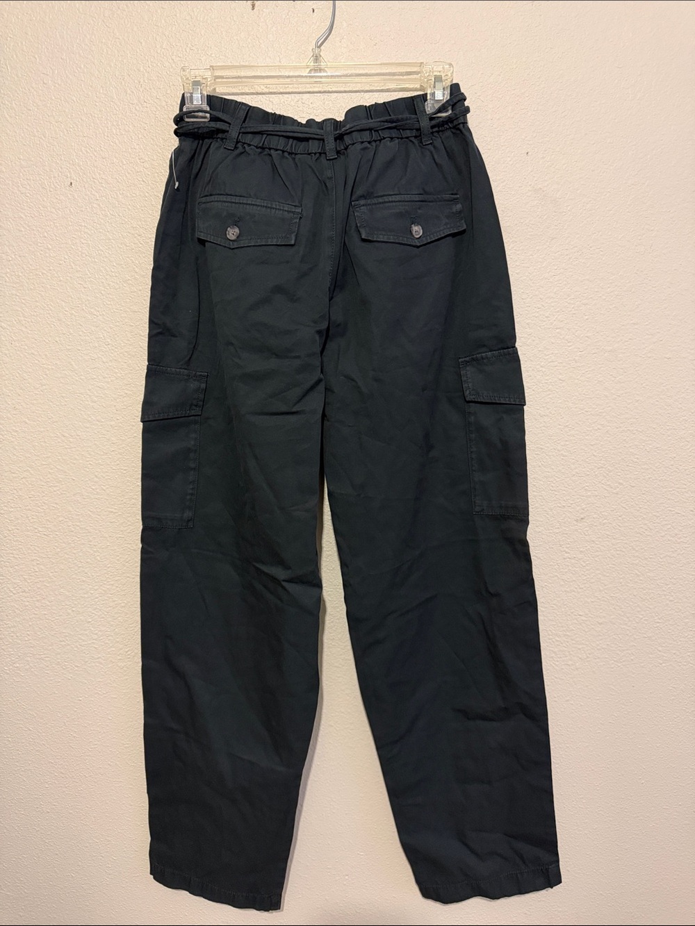 GAP High Rise Pleated Cargo Trousers 100% Cotton Moonless Night Utility - Picture 6 of 8
